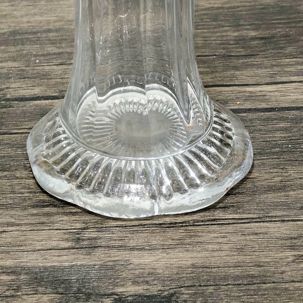 Clear Swung Bud Vase‎ Depression Glass Ribbed Stretched  15" Vintage - Picture 3 of 5